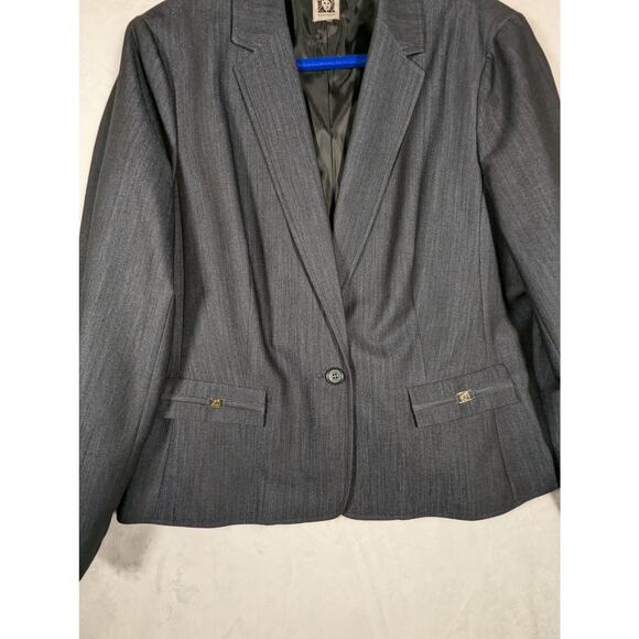 Ann Klein Blazer jacket Sz14 Navy and black See description. - Picture 5 of 15